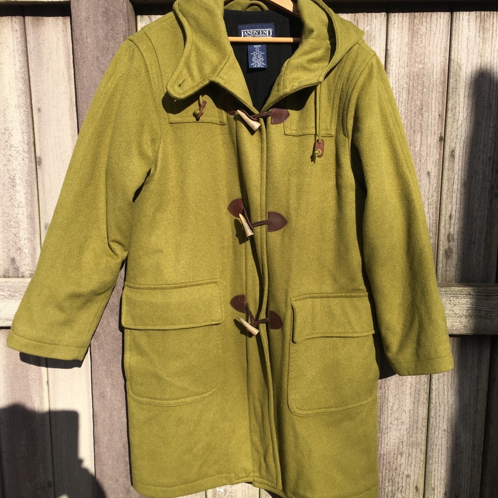 Land’s End green wool coat size M